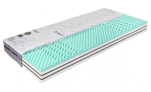 Fitness Plus Sanitized matrac masszírozó felülettel, 5 zónás ortopédikus hideghabbal és kókuszrost merevítő rétegekkel készült matrac Sanitized huzatban.