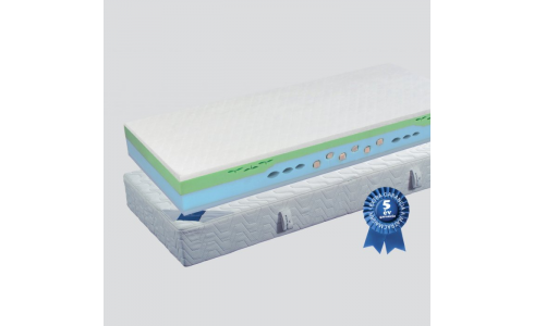 Többrétegű hideghab matrac Öko Softnesst párnázóréteggel. Aszimmetrikus kialakítású 7 zónás kiváló minőségű matrac típus.