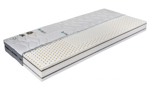 Fitness Natural Sanitized zónásított fekvőfelületű latex matrac latexált kókuszmerevítéssel, Sanitized huzatban.