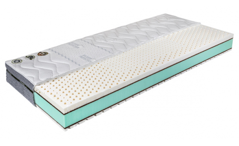 Infinity Silver matrac 5 zónás gumilatex fekvőfelülettel, kókuszrost merevítő rétegekkel és erősített ortopédikus hideghab magrésszel készült KÉTOLDALAS ágybetét.