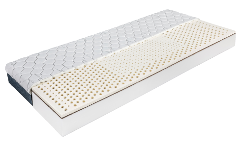 DeLuxe EXTRA oldalanként eltérő keménységű, zónásított gumilatex fekvőfelületű hideghab matrac memóriahabbal steppelt, aromakapszulás huzatban, vákuumcsomagolásban rendelhető.