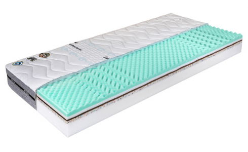 Orthomassage Sanitized matrac pontrugalmas, 5 zónás fekvőfelületű ortopédikus hideghab ágybetét, vákuum csomagolásban, Sanitized levehető huzatban.